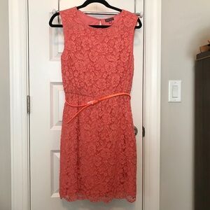 Gorgeous Vince Camuto sleeveless floral lace coral summer fully lined dress (M)